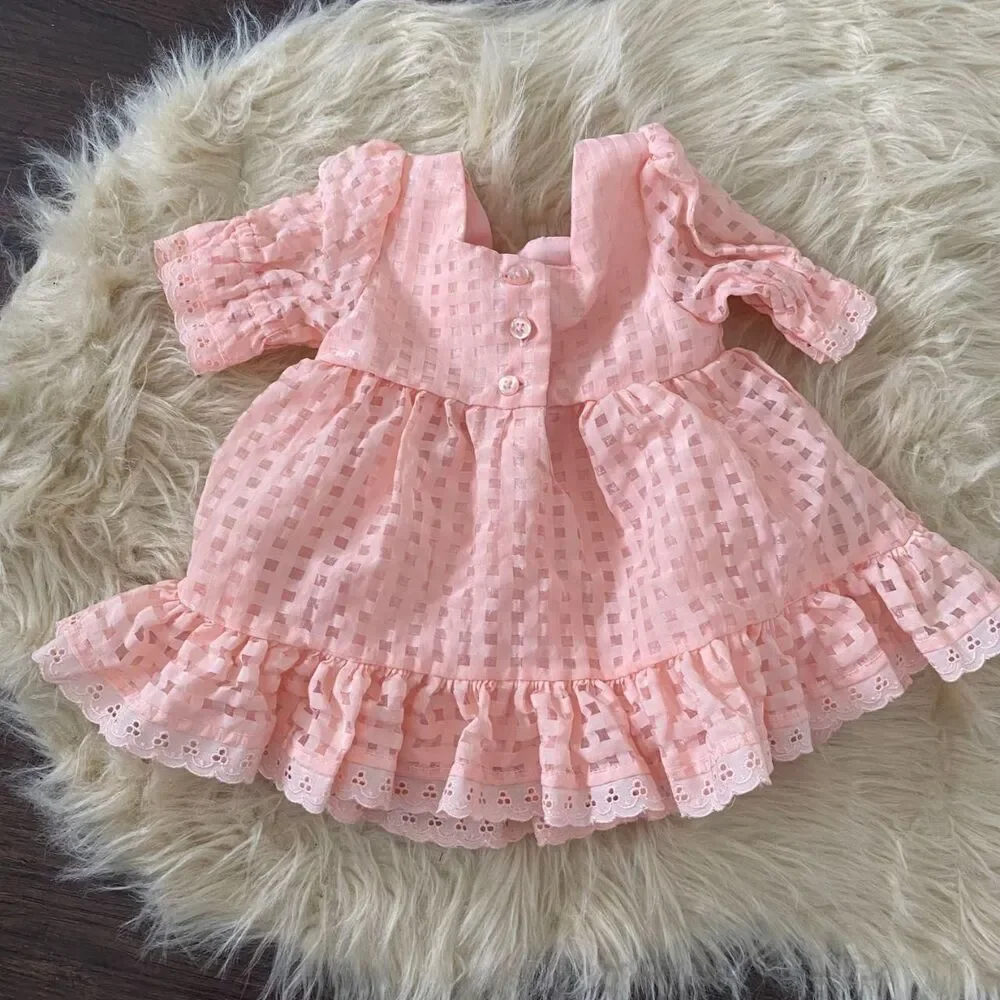 Adorable Wonder Nation Rose Pink Ruffle Baby Newborn Dress Size 0-3M